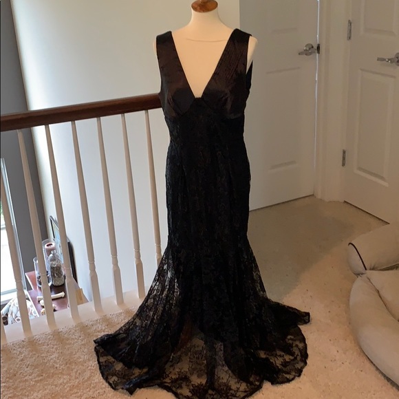 Dresses & Skirts - Black Satin and Lace Dress